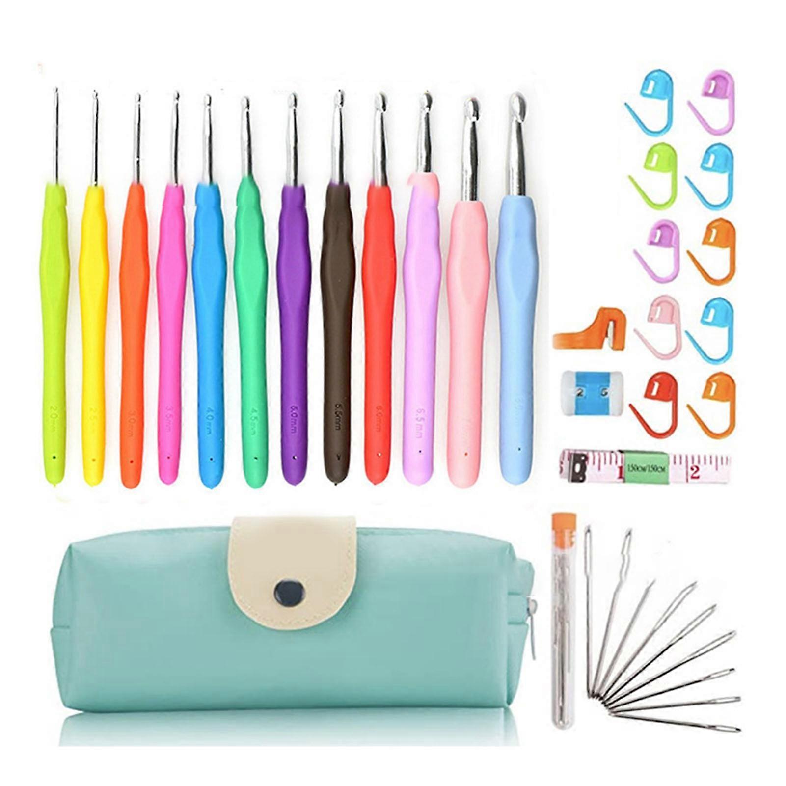 Hook Assorted Sizes Colors Storage Bag Ergonomic Handle Crochet Needle Set for Knitting Sewing
