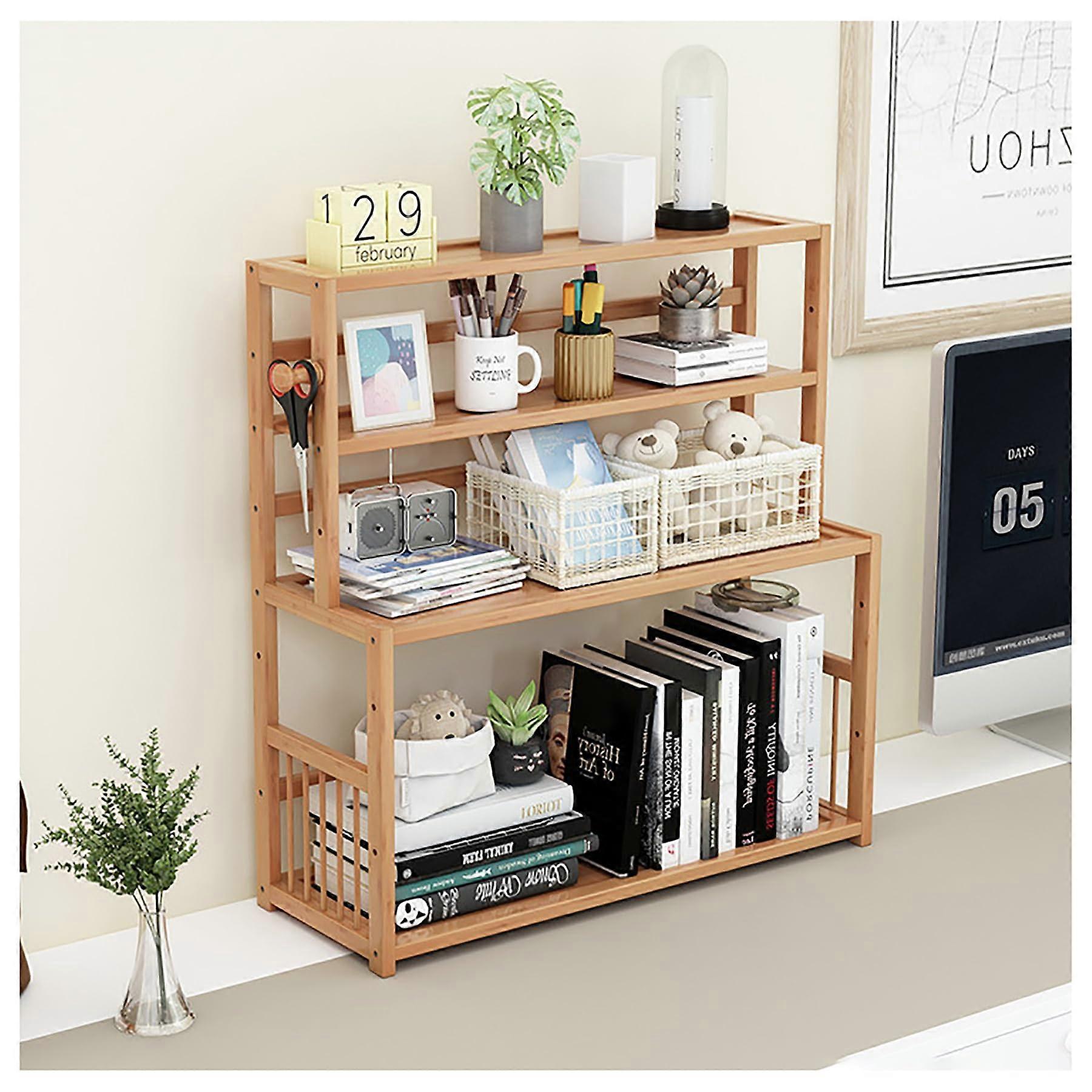 Bamboo Desktop Bookshelf Desk Hutch Top Only Desk Shelf for Top of Desk Computer