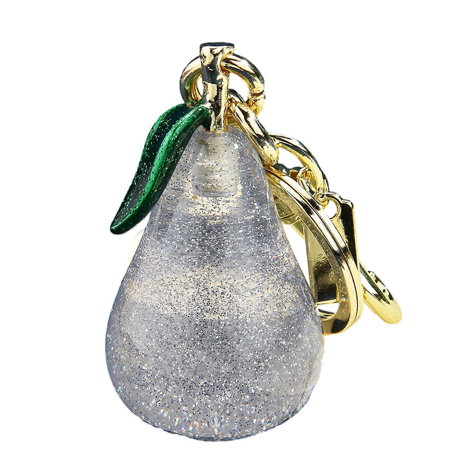 Adorable Pear Bag Decors Keychain Gift Set Pear Shaped Key Chain Practical Key Organizer For Daily Use And Travel  White