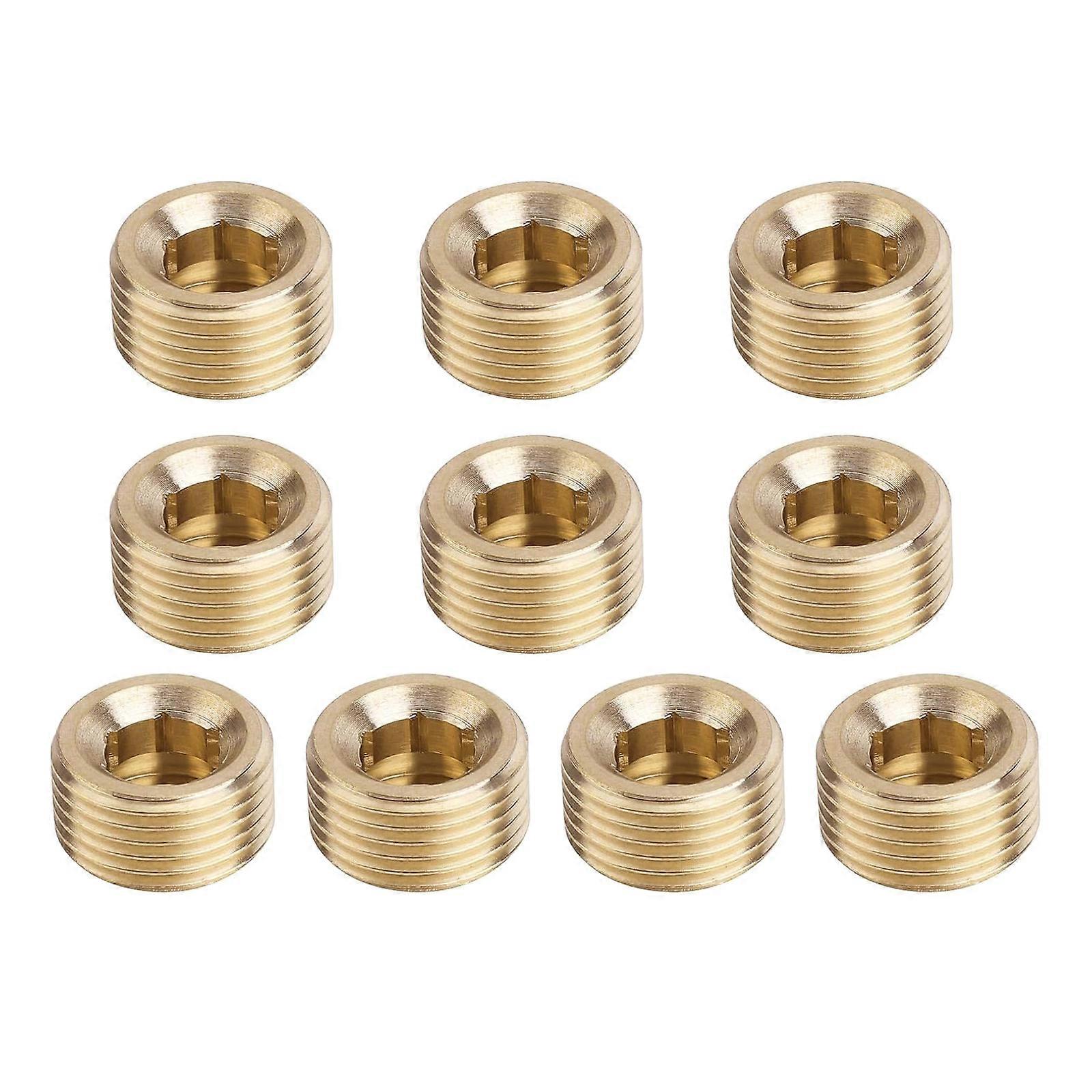 Brass Pipe Plugs Assortment Set 10pcs Male Internal Hexgonal Thread for Practical Sealing In Diverses Applications