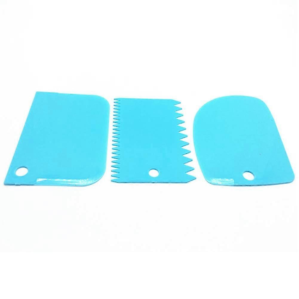 3-Piece Blue Dough Scraper Set for Baking Cakes & Pastry