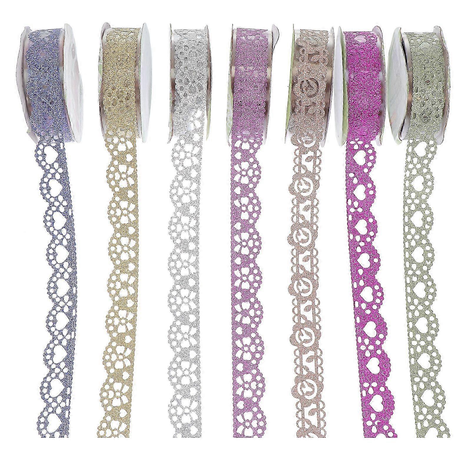 7 Rolls Washi Tape Set for Gift Wrapping, Journaling, and DIY Crafts - Lace Trim Masking Tapes