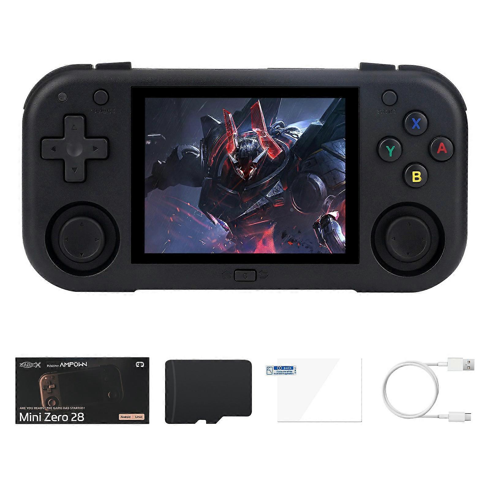 Video Game Consoles AMPOWN MINI ZERO 28 Handheld Game Console 64 Bit Android 2.8 Inch IPS Screen Retro Gaming Controller, with 64G TF Card