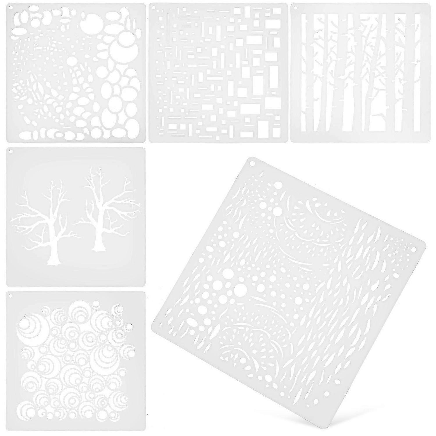 6pcs Painting Templates Diy Crafts Templates Decorative Branches Bubbles Stencils