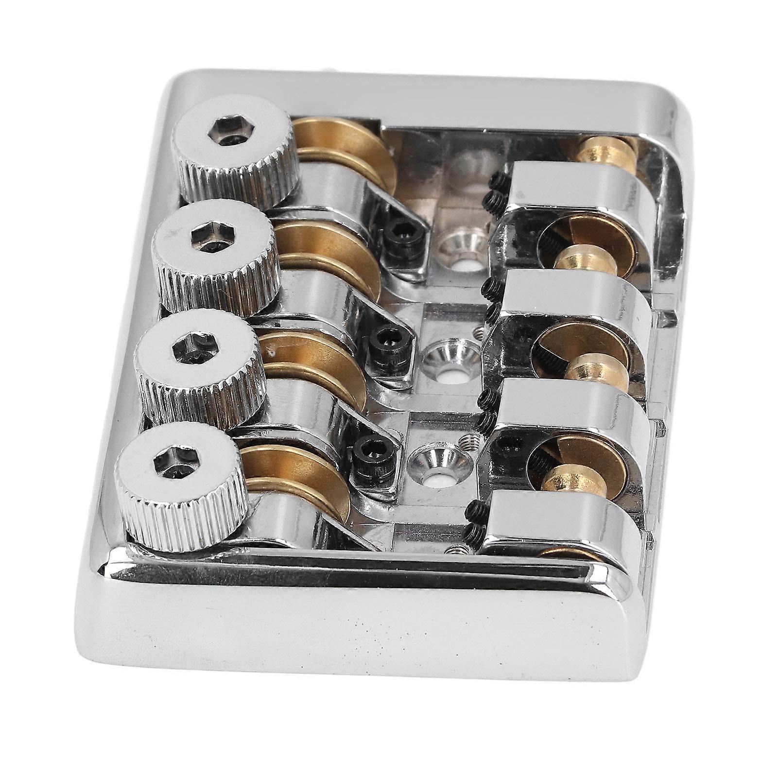 4 String Headless Electric Bass Bridge Zinc Alloy Brass Bridge Replacement with String Lock Silver