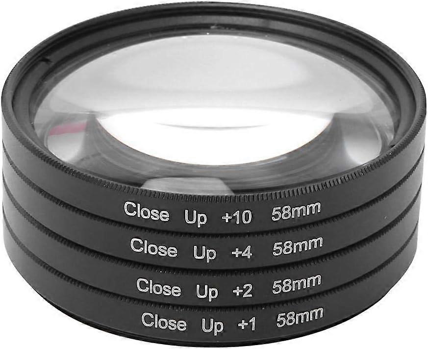 Close Up Filter, 58mm Macro Lens Filter Kits Macro Filter Accessory with 1 2 4 10 Diopters for Select Many Digital Cameras and Camcorders(1set, black)