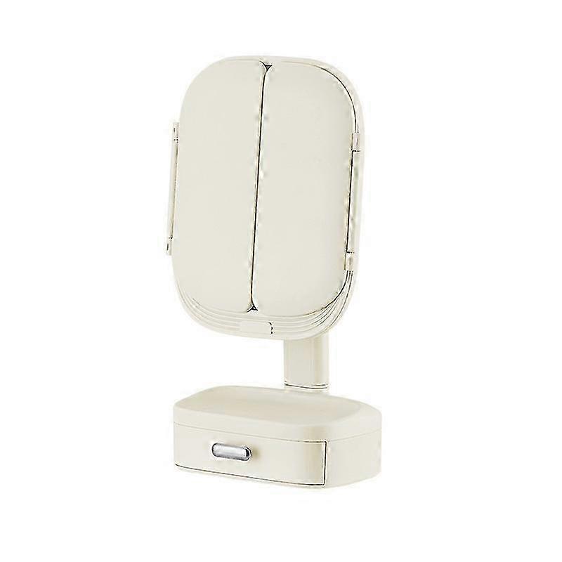 Adjustable LED Vanity Mirror with Touch Control, 3 Lighting Modes & Storage, Yellow