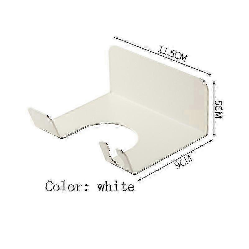 バスルーム収納用の穴のない壁掛けヘアドライヤーラック - ホワイト