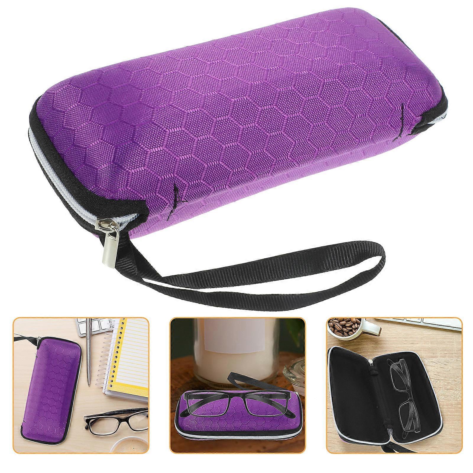 Travel Eyeglass Case Purple Hexagonal Pattern Simple and Elegant EVA Material 1Set
