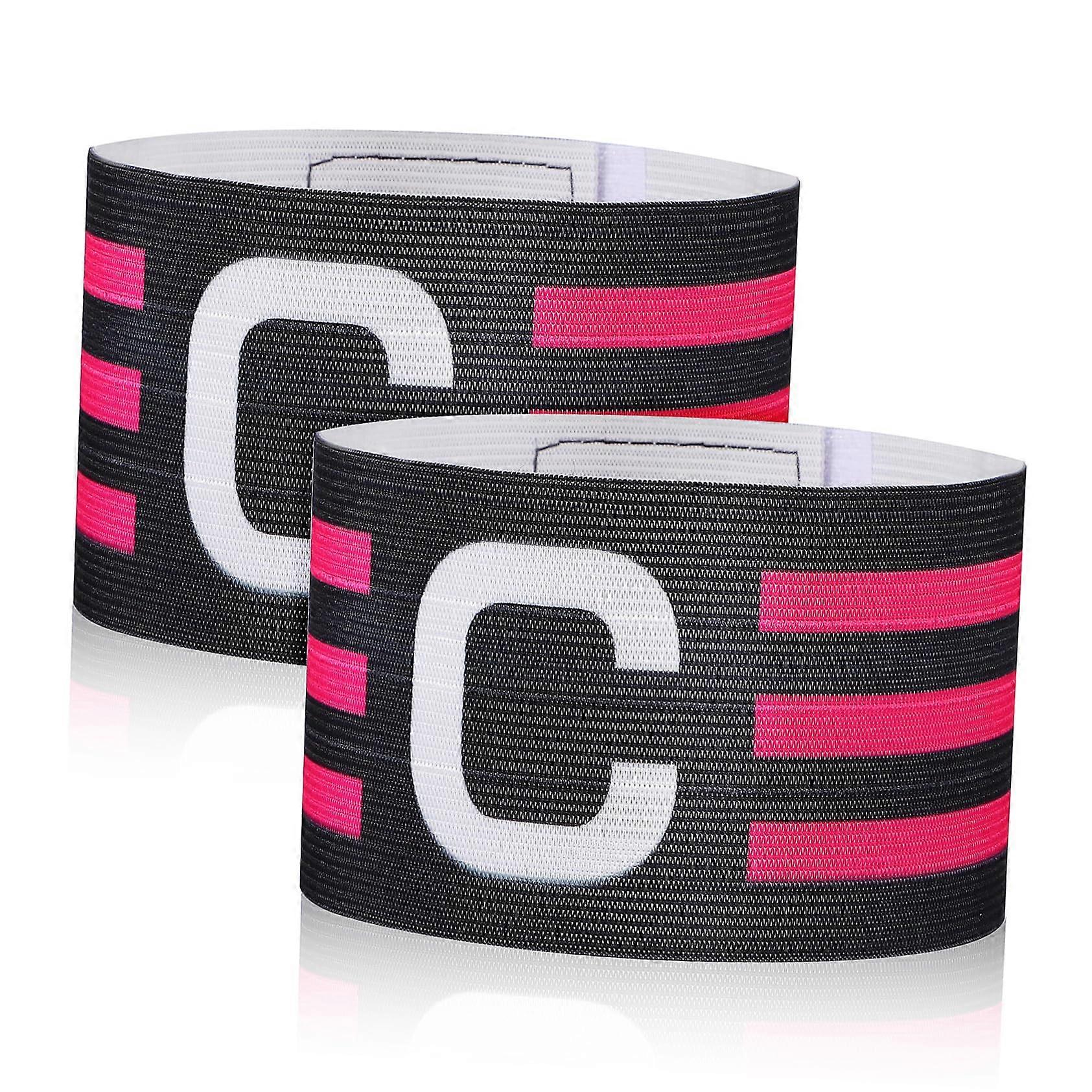 Football Armband Pack of 2 - Comfortable Captain's Bandages with Sturdy Adhesive for Team Sports, Adjustable Size and Durable Material