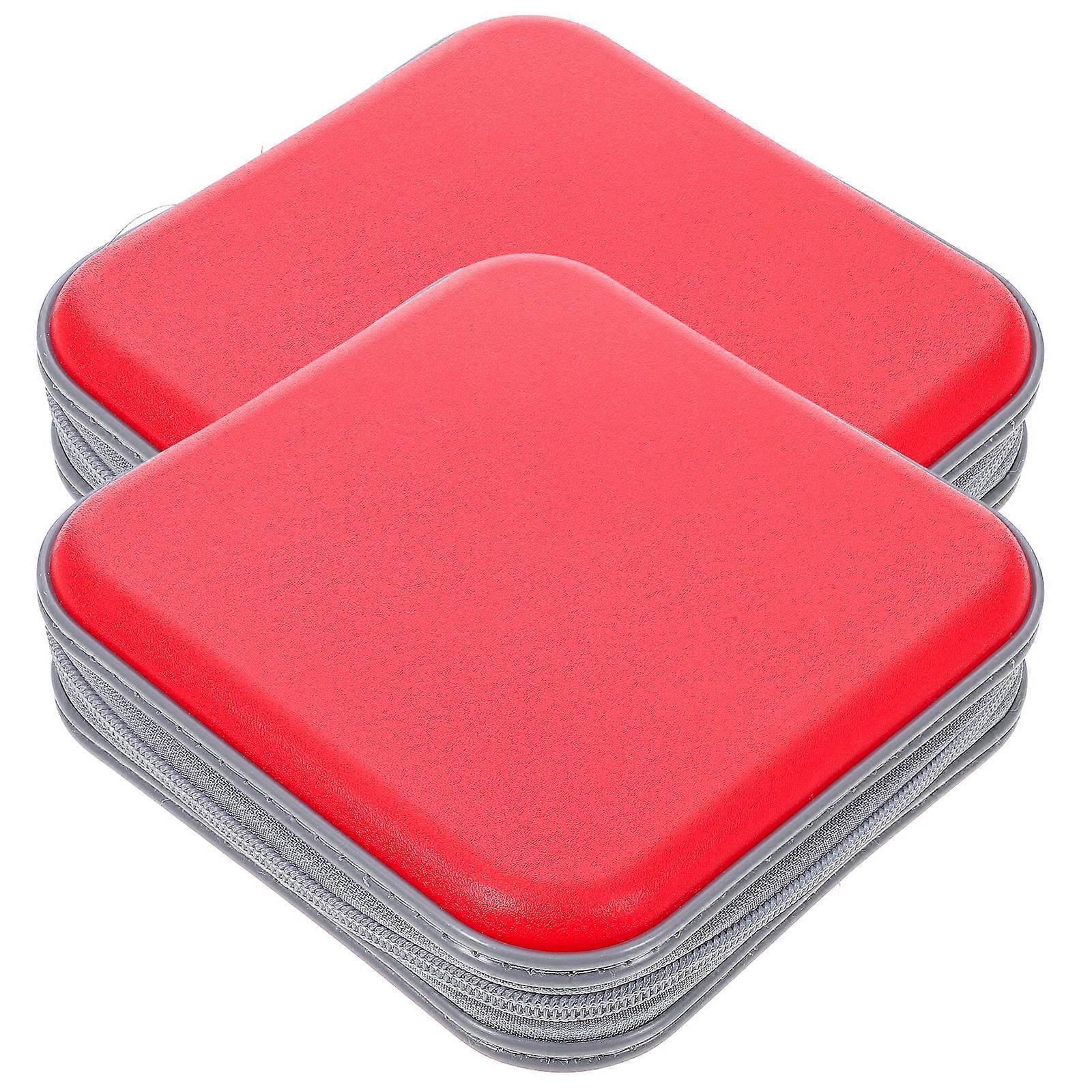 Dvd Storage Case Cd Organizer Travel Home Use Red 40 Slots Lightweight Wallet 2Pcs