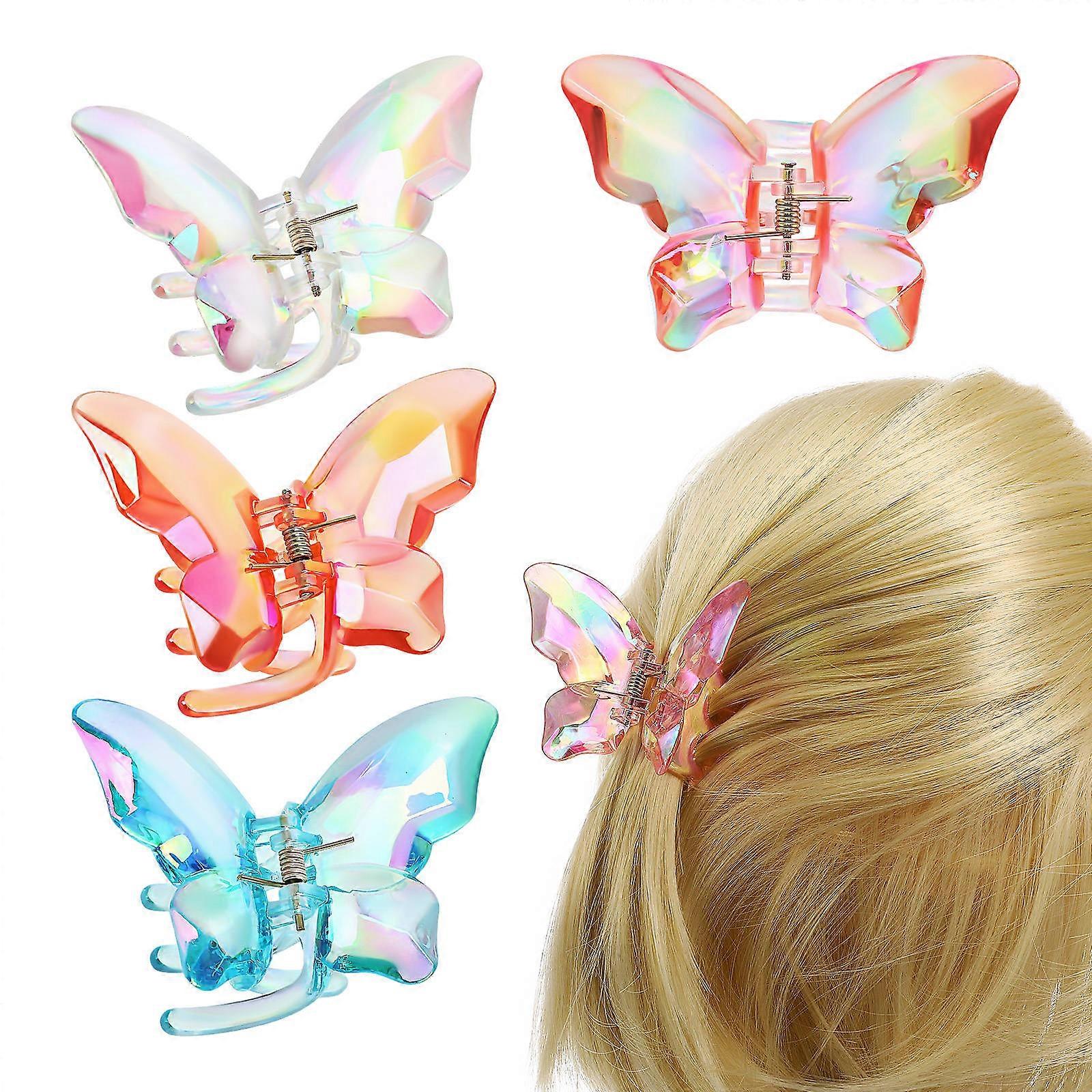 Here's a refined and professional product description based on the title you provided:
**4PCS Colorful Butterfly Hair Claw Clips for Women**
Add
