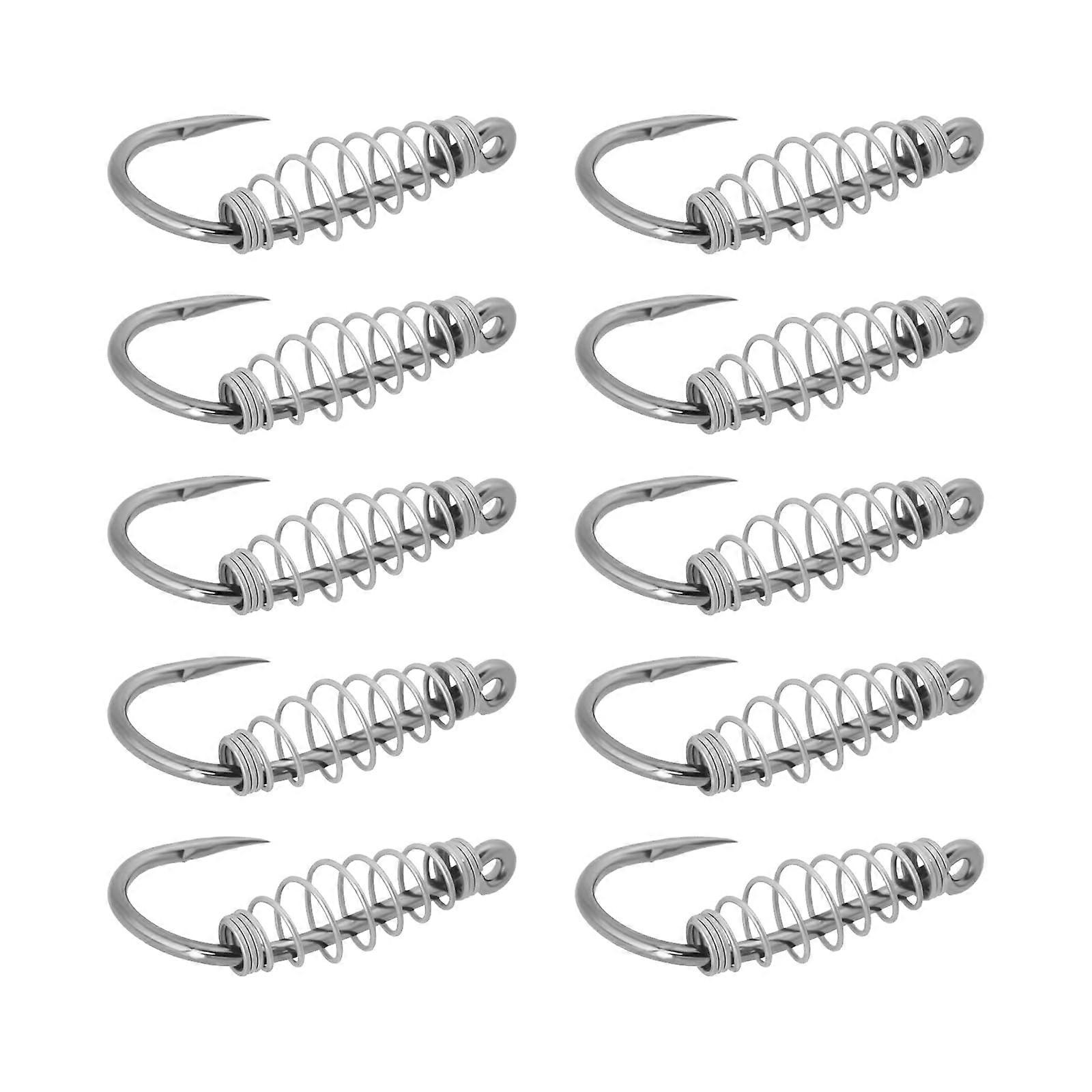 Pack of 40 Spring Fish Hooks Size #10 for Catfish Fishing Barded Tackle Compatible with Power Bait Dough