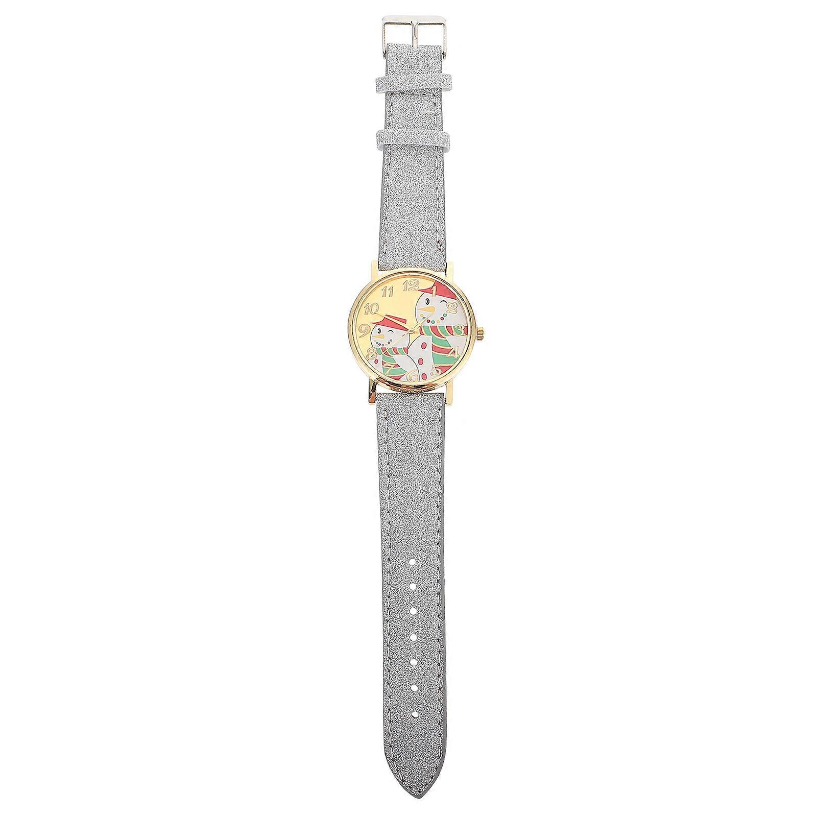 Round Christmas Children Watch Silver Color Timekeeping for Everyday Wear 1Pack