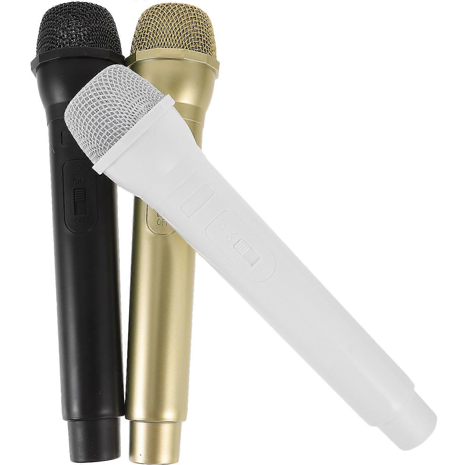 Fake Microphone Props Plastic Pretend Play Mics for Costume 3Pcs Set