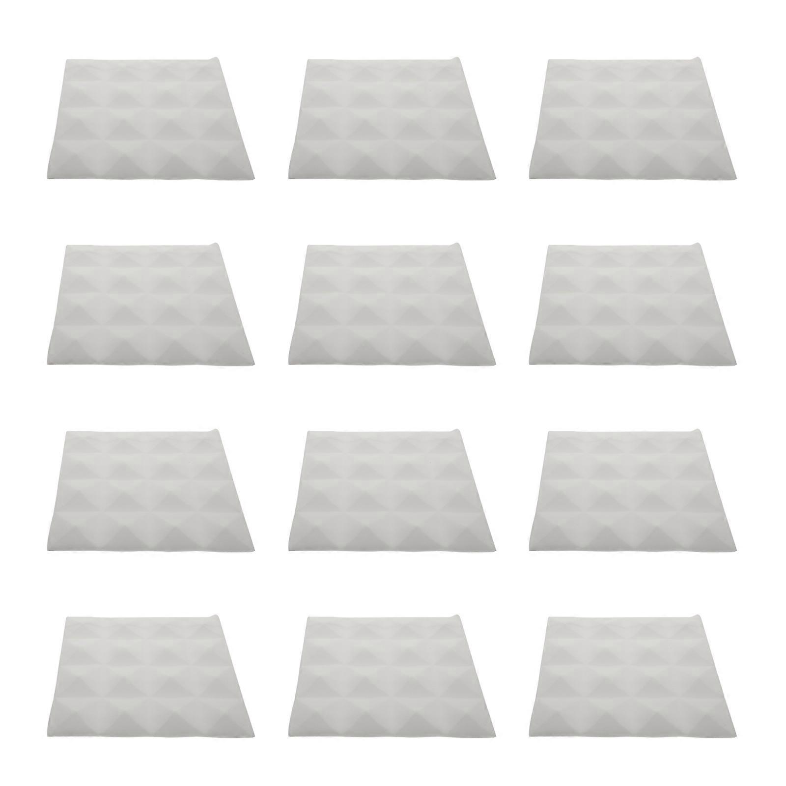 12pcs Sound Insulation Pyramid Panels High Performance Acoustic Mats for Home Studios KTV Walls Ceilings Doors Noise Reducing Soundproofing Material