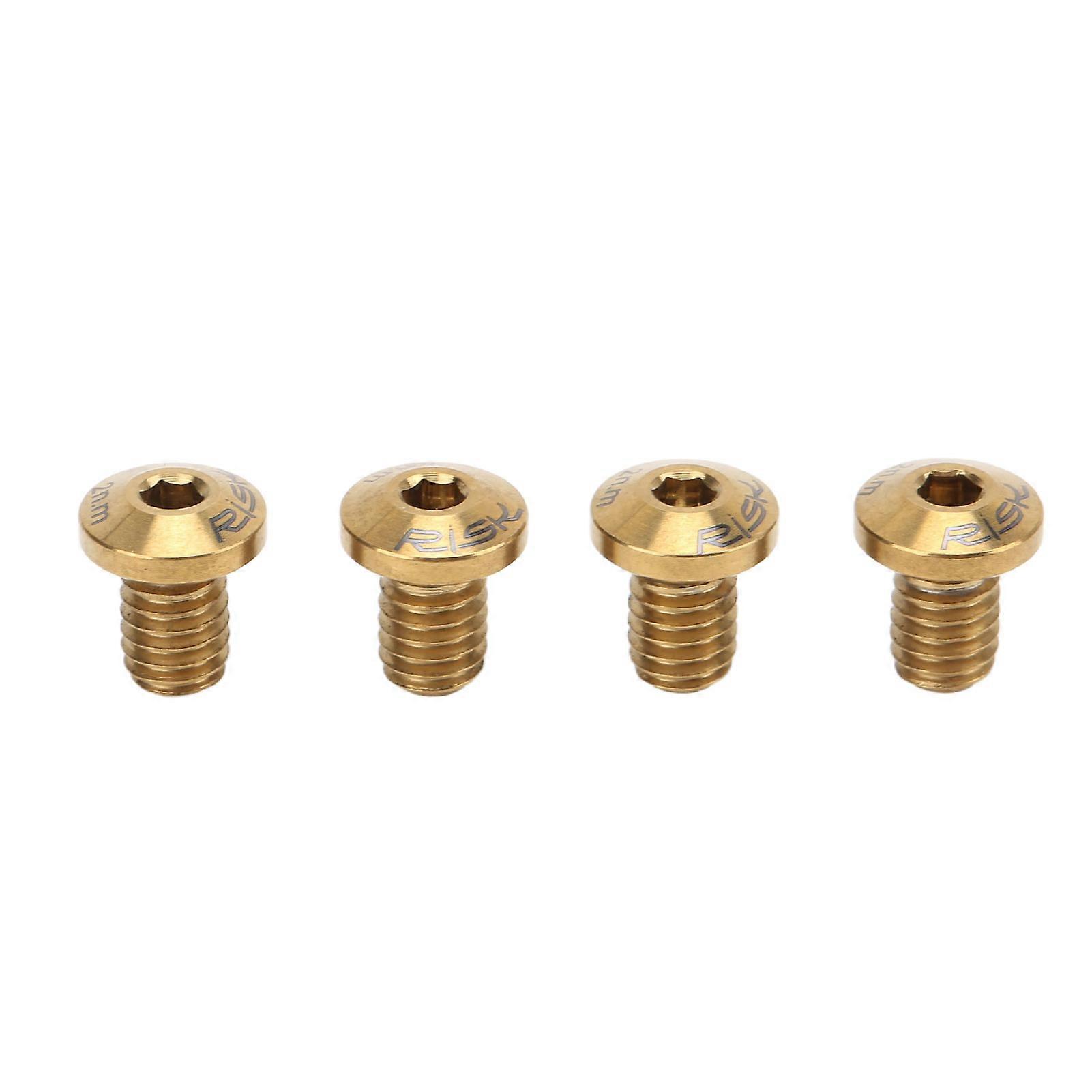 4pcs Titanium Alloy Road Bike Brake Screws Durable Anti-rust Polishing Grinding Precise Thread Road Bike Rotor Bolts Gold