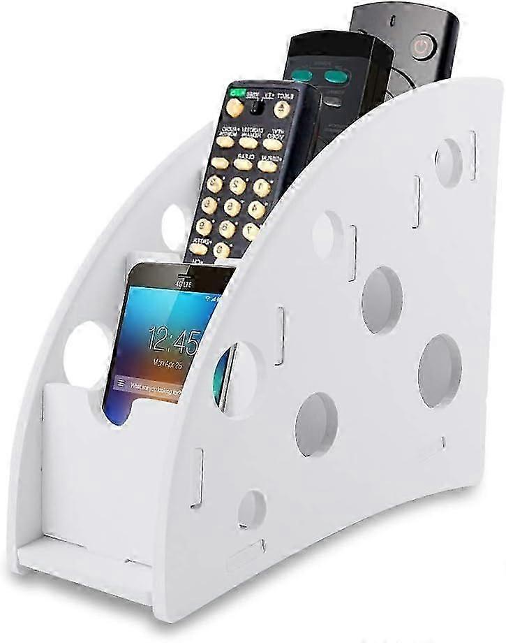 Organisateur de télécommande à 4 compartiments - Bois composite blanc