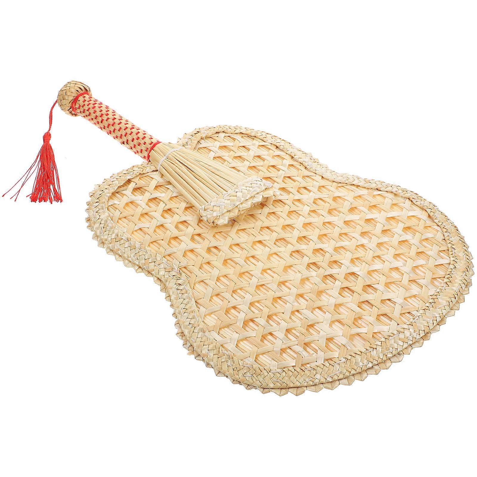 Handmade Beige Fan with Natural Wheat Straw for Home Decoration Lightweight and 1pc