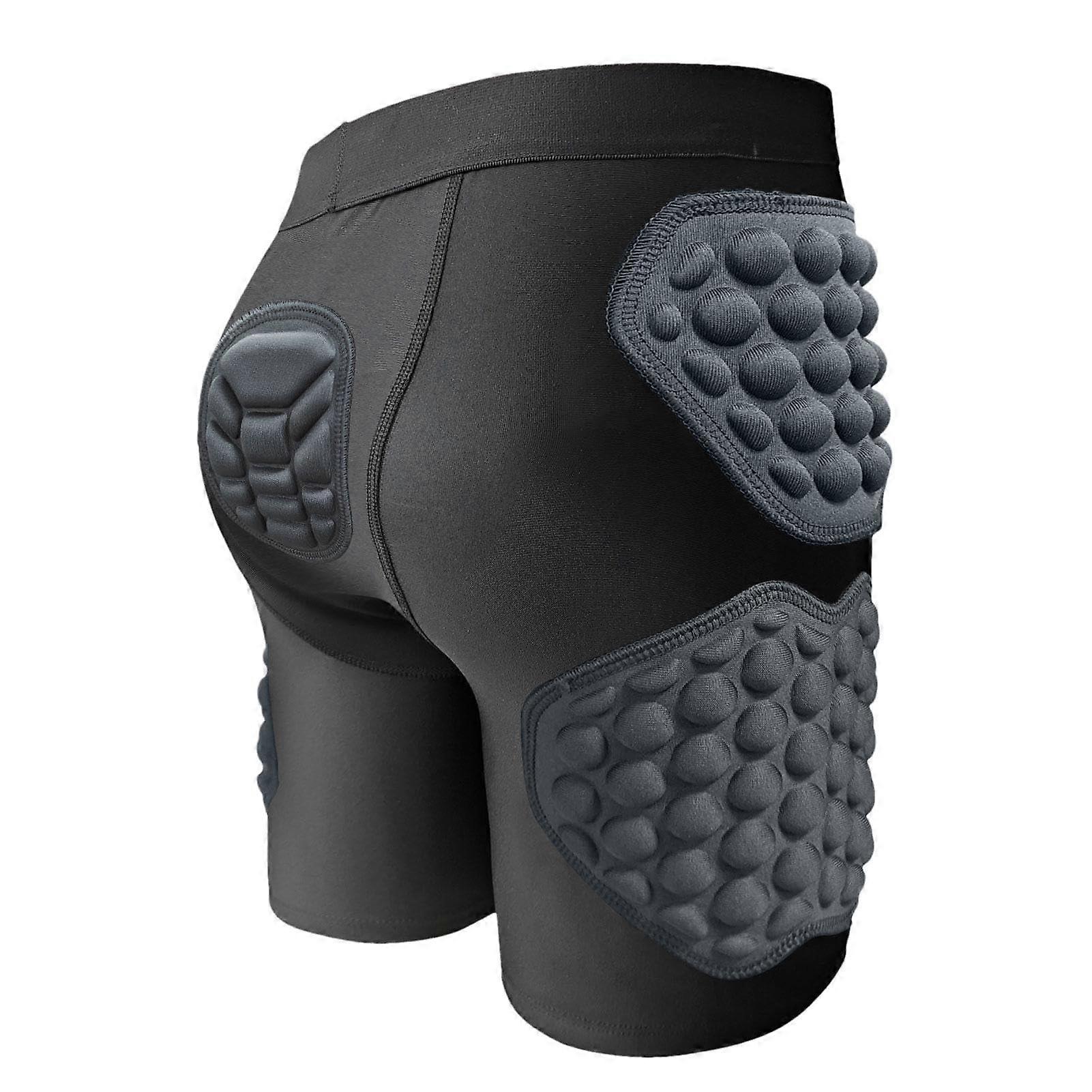 Padded Shorts for Kids - Breathable Compression Shorts with Hip and Buttock Protection in Black, Size Medium