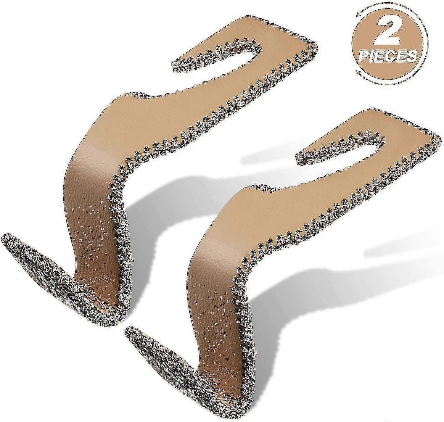 2 Universal Car Headrest Hooks, Beige Back Seat Hooks