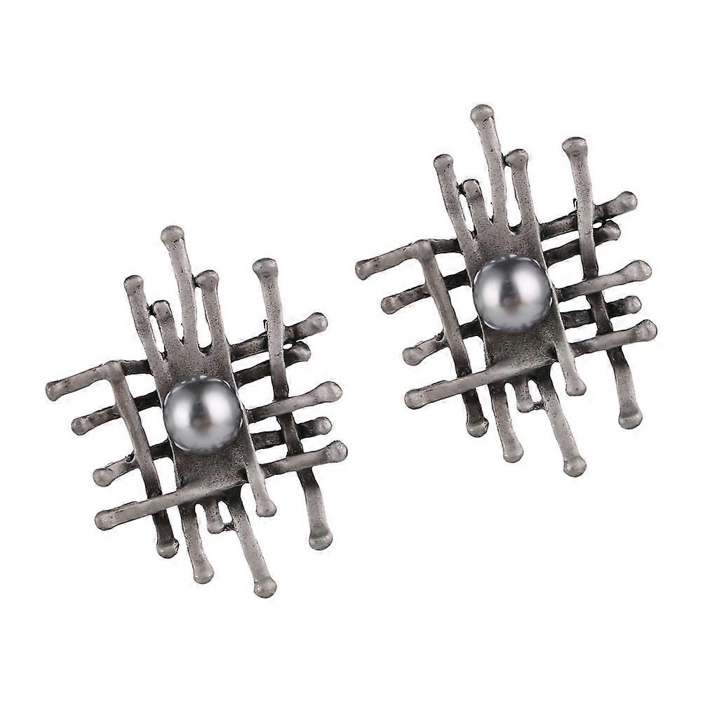 Kleidung Fixiernadel Mesh Design Brosche Datierung Grau 6 6X5CM Dekorativ 2Pcs