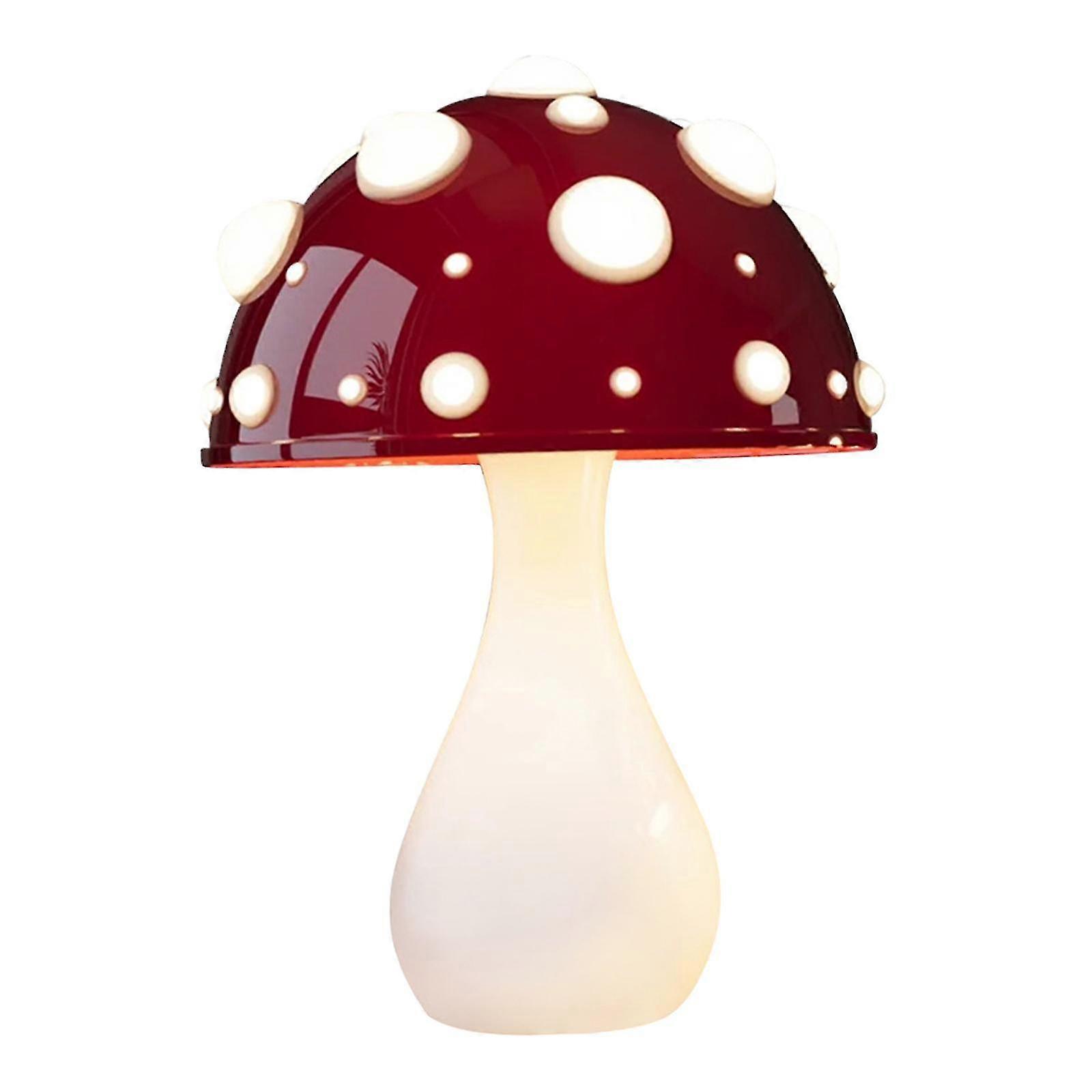 Mushroom-Shaped Table Lamp with Three Color Options for Office, Nursery, or Dining Use with White Base