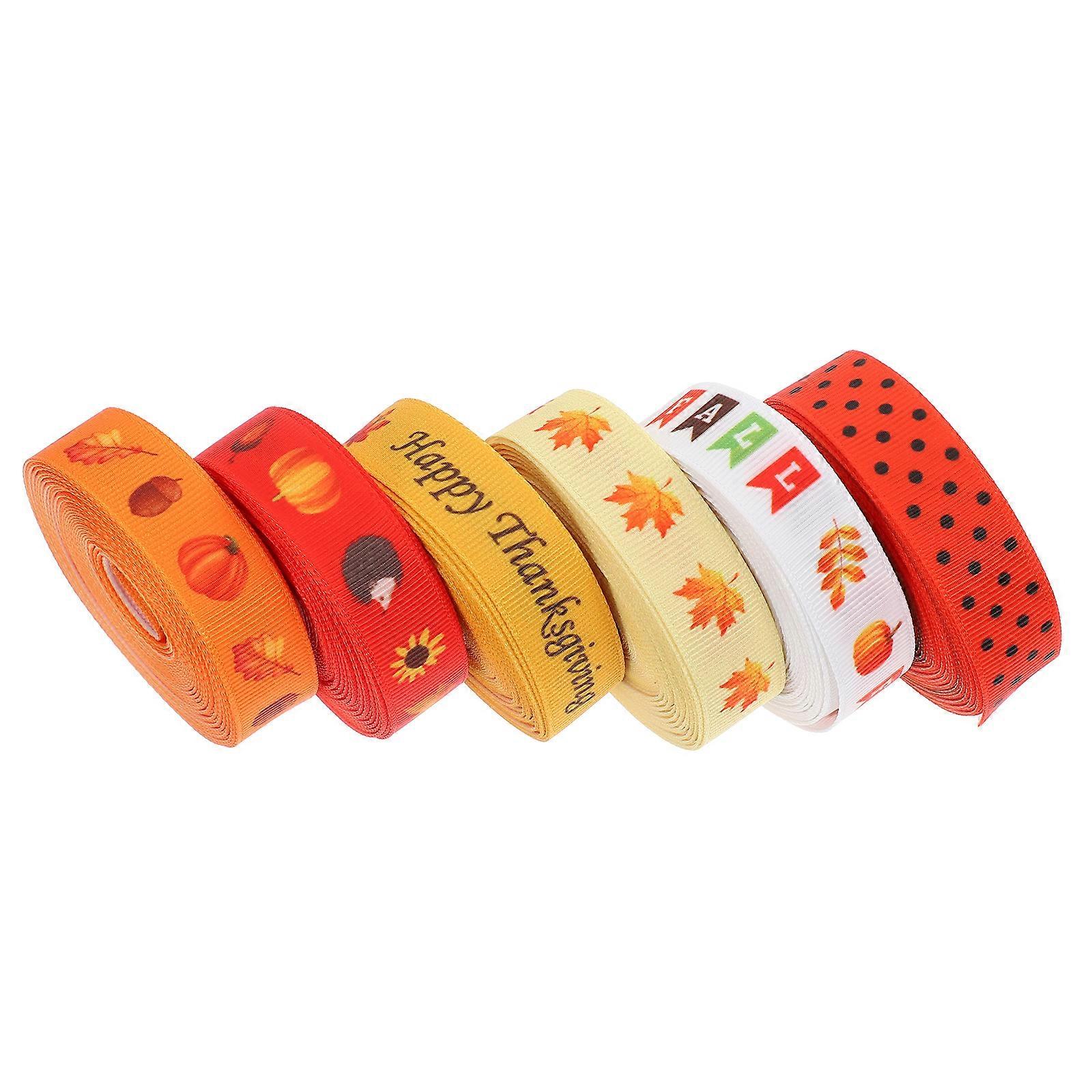 Thanksgiving Ribbons Assorted Color Versatile Use Polyester Fall Ribbon for Decor