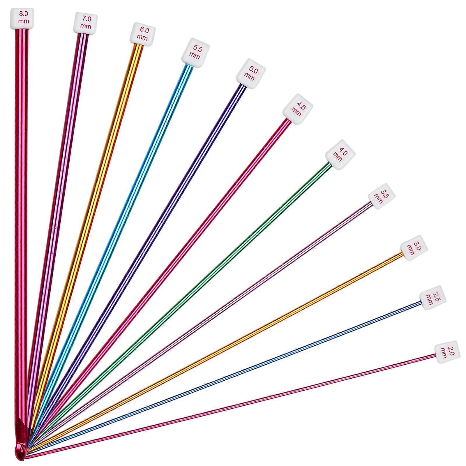 Tunisian Crochet Hooks Set Aluminium 27 cm Lightweight Long Handled 2.0-8.0 mm Afghan Hooks for Beginners and Professionals