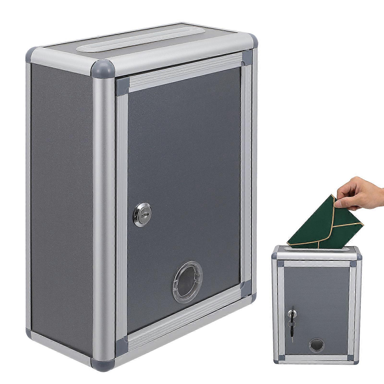 Lockable Box Aluminium Alloy Suggestion Box For Office Use Rectangular Shape Retro Design 28.50X21.00X9.00CM 1Pack