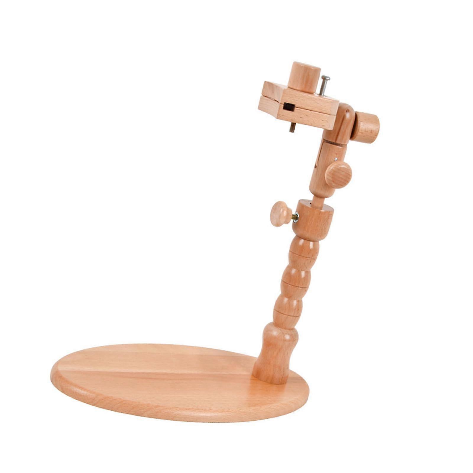 Adjustable Rotatable Wooden Embroidery Hoop Stand for Desktop Sewing Projects, Craft Frame Holder, Versatile Stitching Accessory