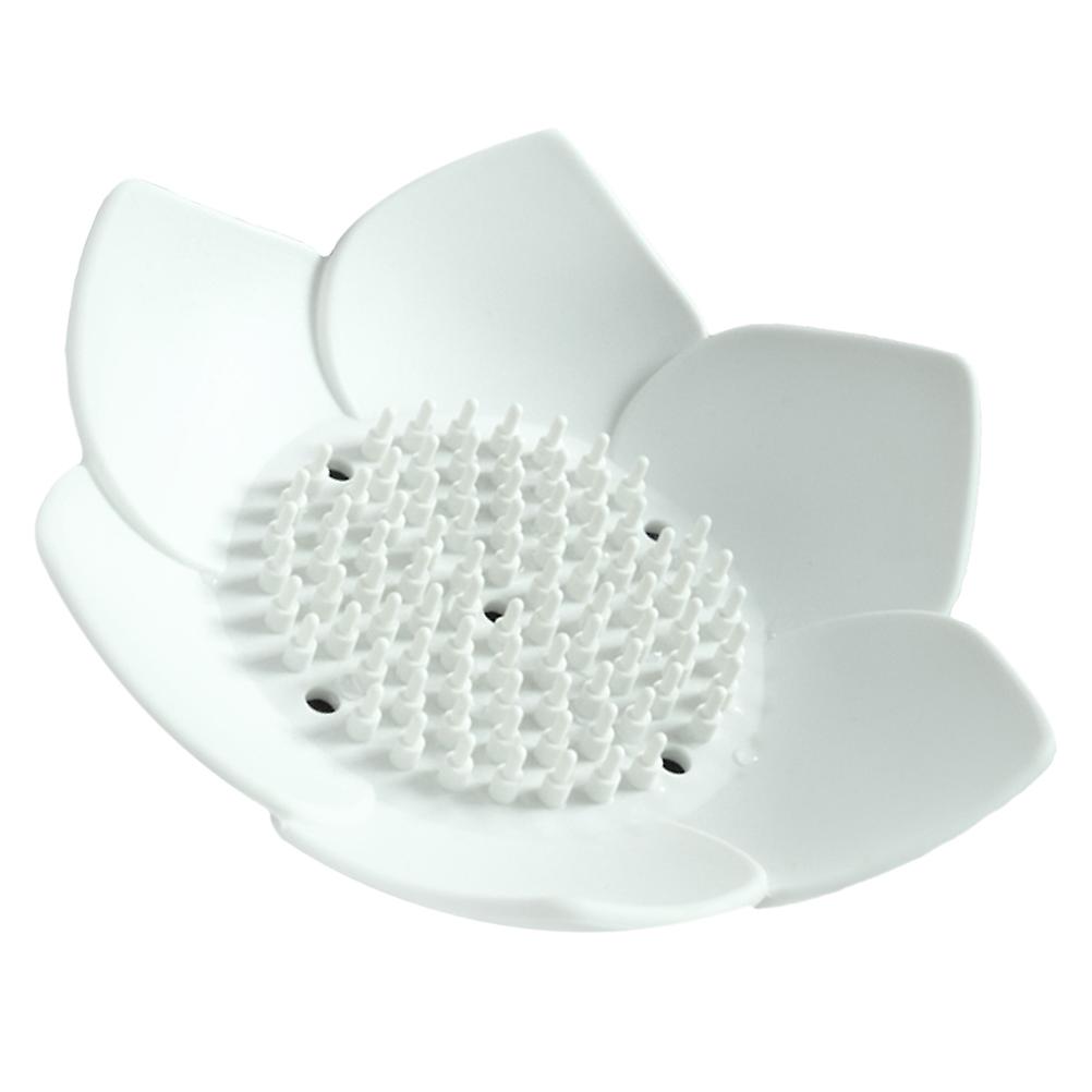 Storage Drain Soap Dish White Petals Shaped Bathroom Use 12.5x12.5x3.6cm Draining 1Pcs