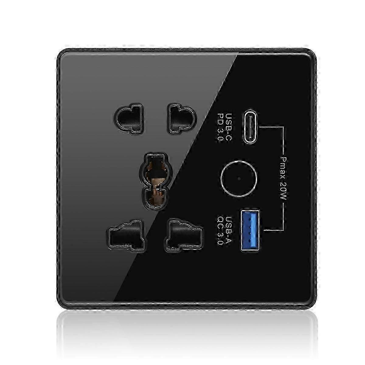Smart Socket with TypeC+USB Fast Charging Remote Timing WiFi British Standard 86- Suitable for Certain Brands