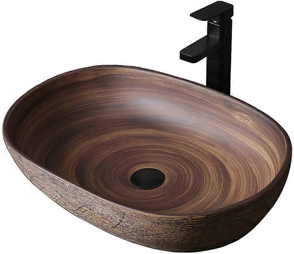 Bathroom Vanity Basin Over Counter Basin Retro Large Ceramic Basin Oval Basin Antique Art Style