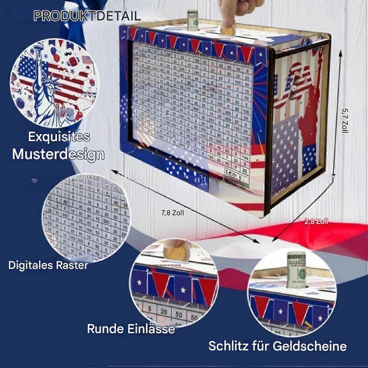 Wooden Money Saving Box 10,000 - Patriotic 4th of July Design with ...