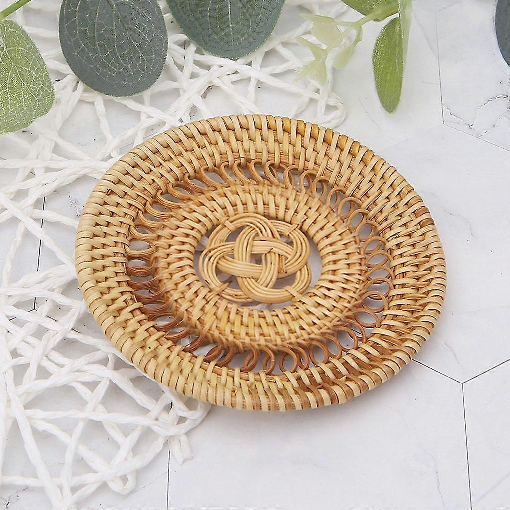Cup Coasters, Creative Round Rattan Coasters, Mat for Cups, Placemats, Plates, Kung Fu Tea Accessories