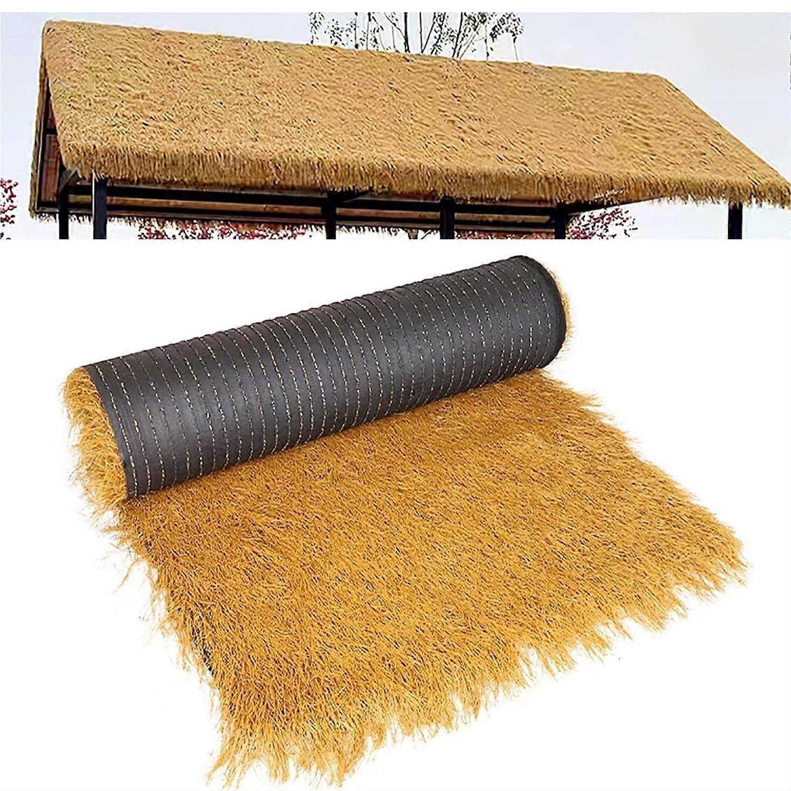 Artificial thatched roof, artificial straw roll in Mexican style, grass roof, synthetic straw mat (3.3x3.3ft) 3.3x3.3ft Yellow