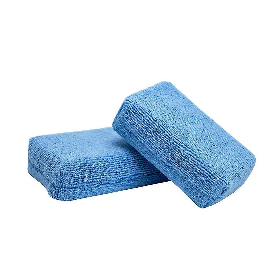 Microfibre Ultra Soft Applicator Pad For Car Wax, Foam Tool Block, Hand Use, Blue, 2 Sets