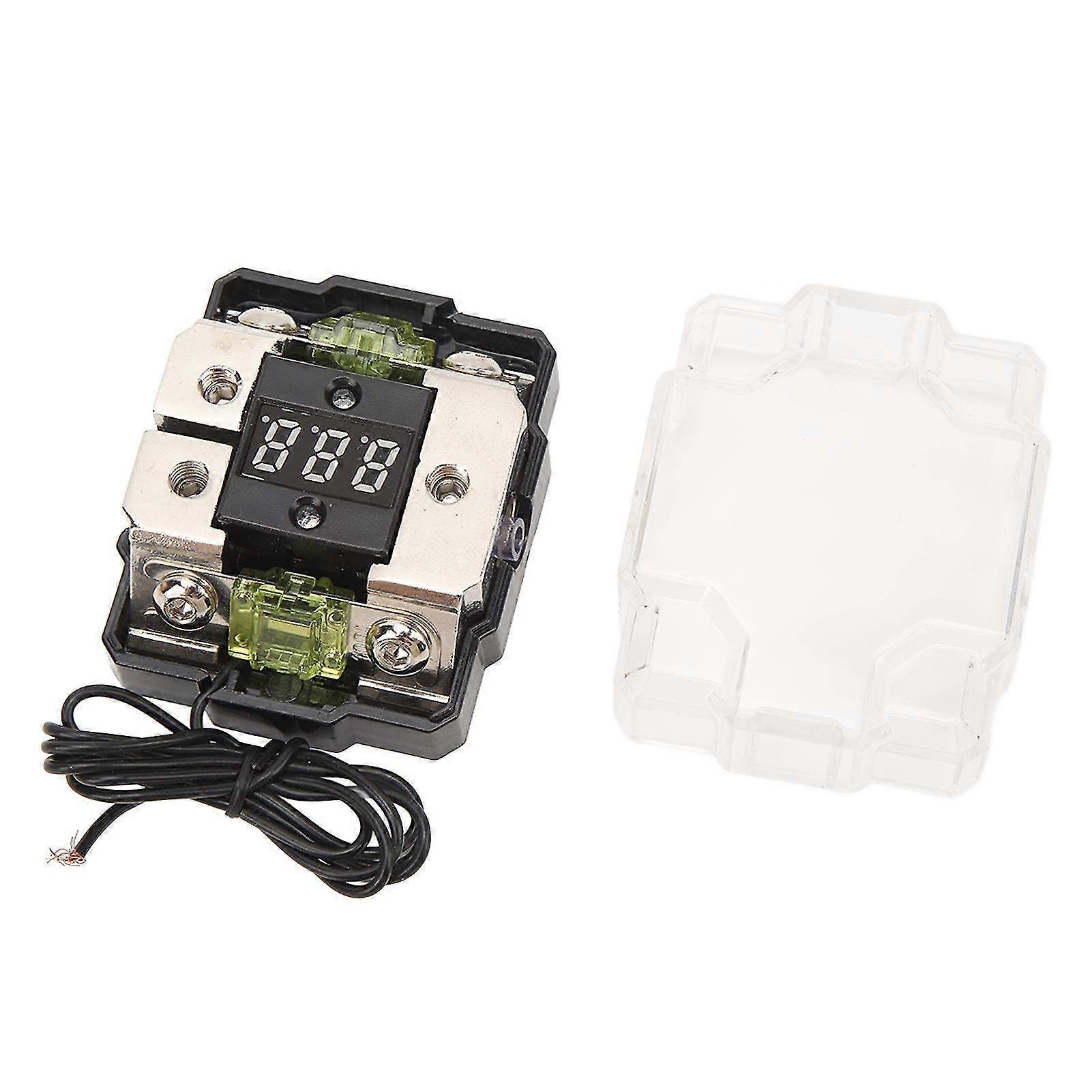 4GA Car Audio Fuse Holder with Digital Display - 100A Stereo Distribution Block Box for Automobile, Boat, Yacht & RV