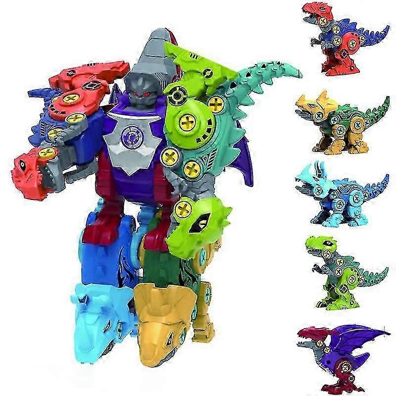 5 In 1 Children Assembly Dinosaur Constructor With Screwdriver Diy Set Building Blocks Disassembly Screw Robot Model Toys