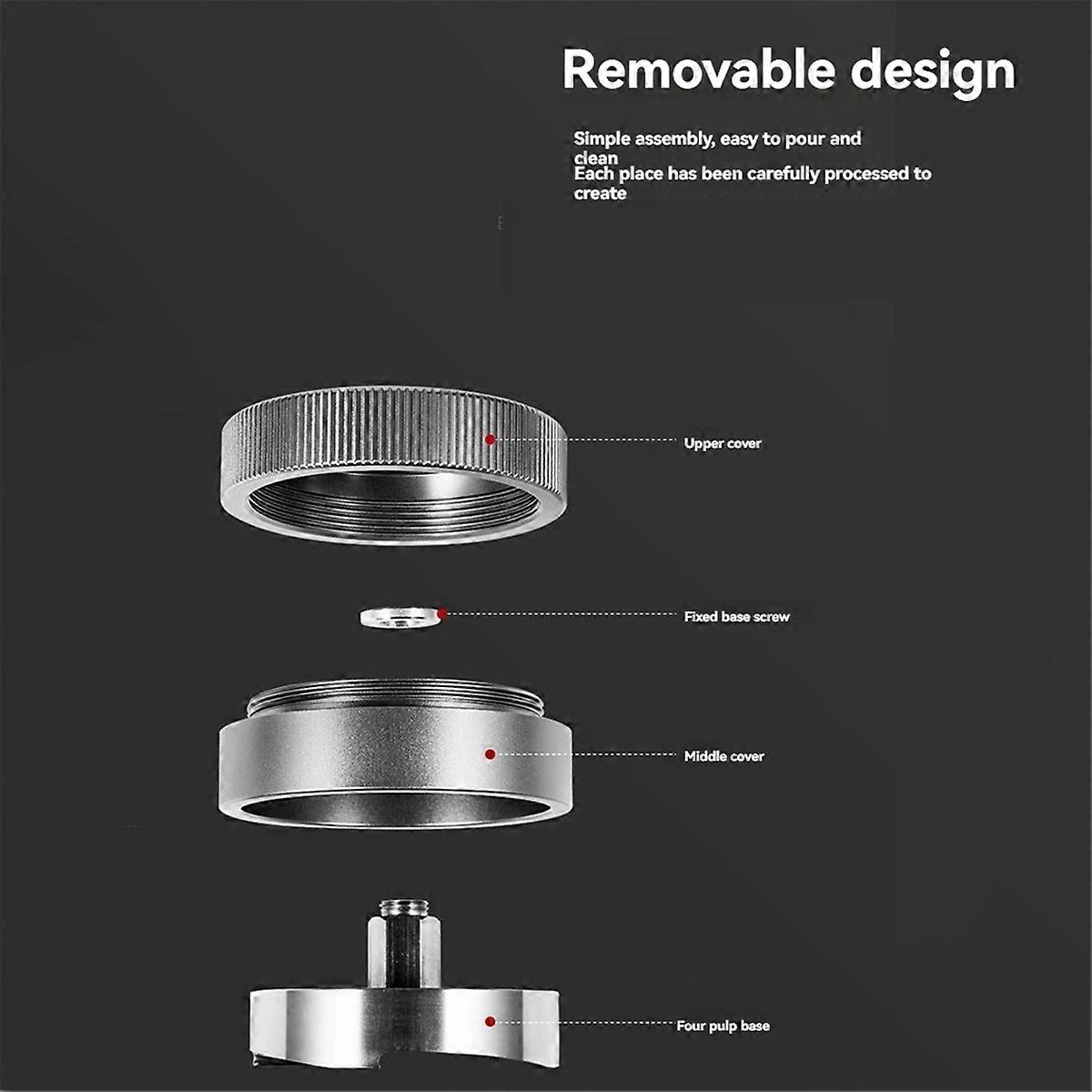 Coffee Powder Tamper Four Oars Base Steel Powder Hammer Self-Unloading Coffee Powder Distributor Gray 51mm