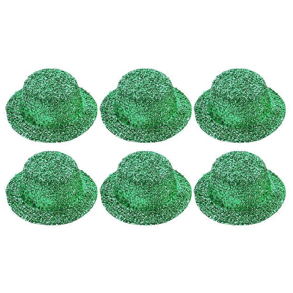 6pcs Glittery Mini Leprechaun Hats Sturdy Felt DIY Craft Tops for St. Patrick’s Day Decor, Doll Accessories & Family Projects
