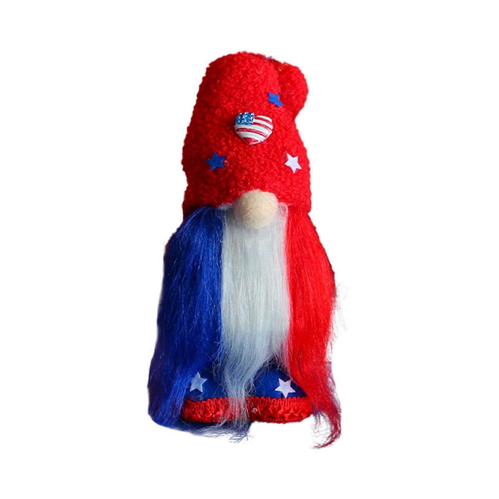 Doll Bed 43 cm with Faceless Old Man Doll, Independence Day Hat, Standing Posture, Beard, One Size