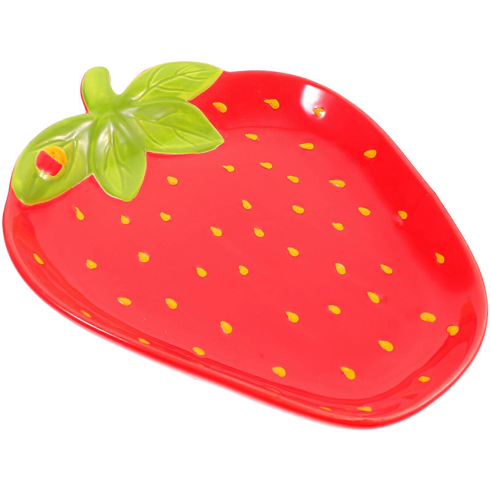 Strawberry Ceramic Plates Decorative Fruit Bowl Dining Decoration General Users 1Pcs