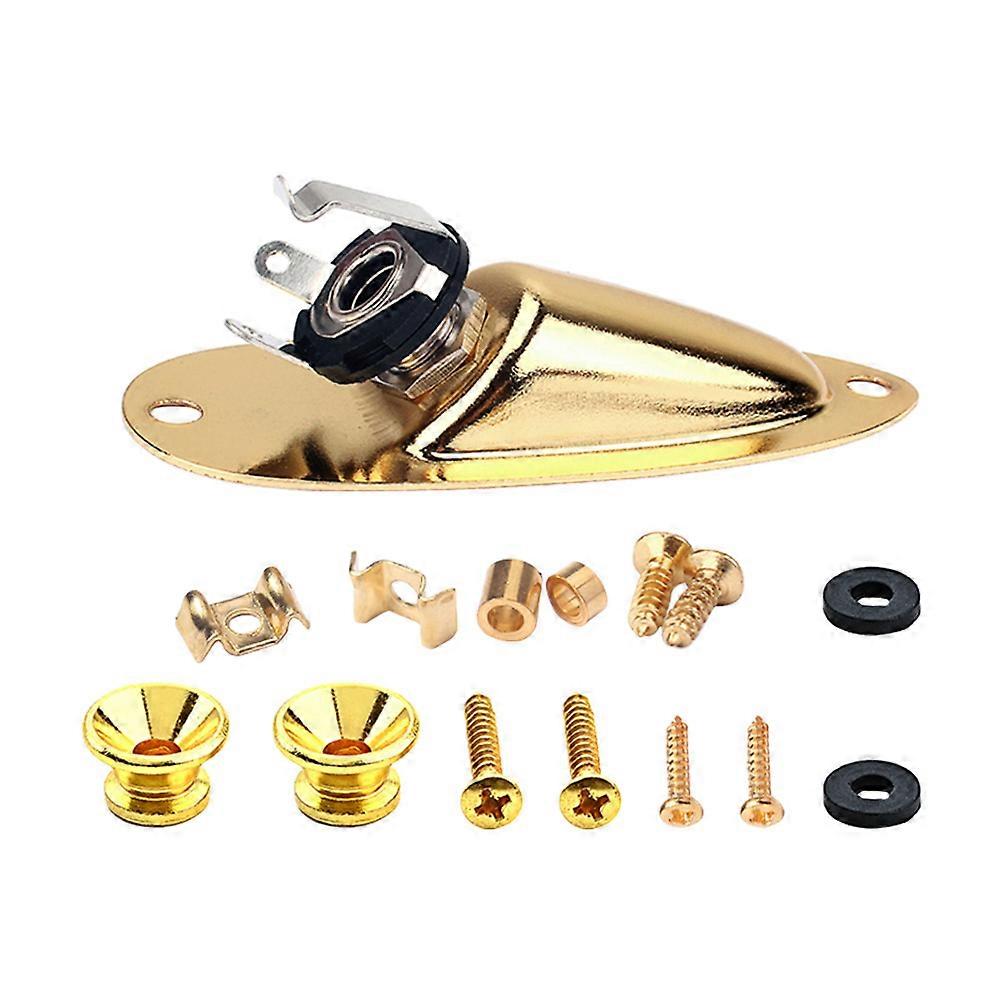 Guitar Strap Buckles & Jack Socket Plate Set Easy Install with Screws for Electric Guitar Players