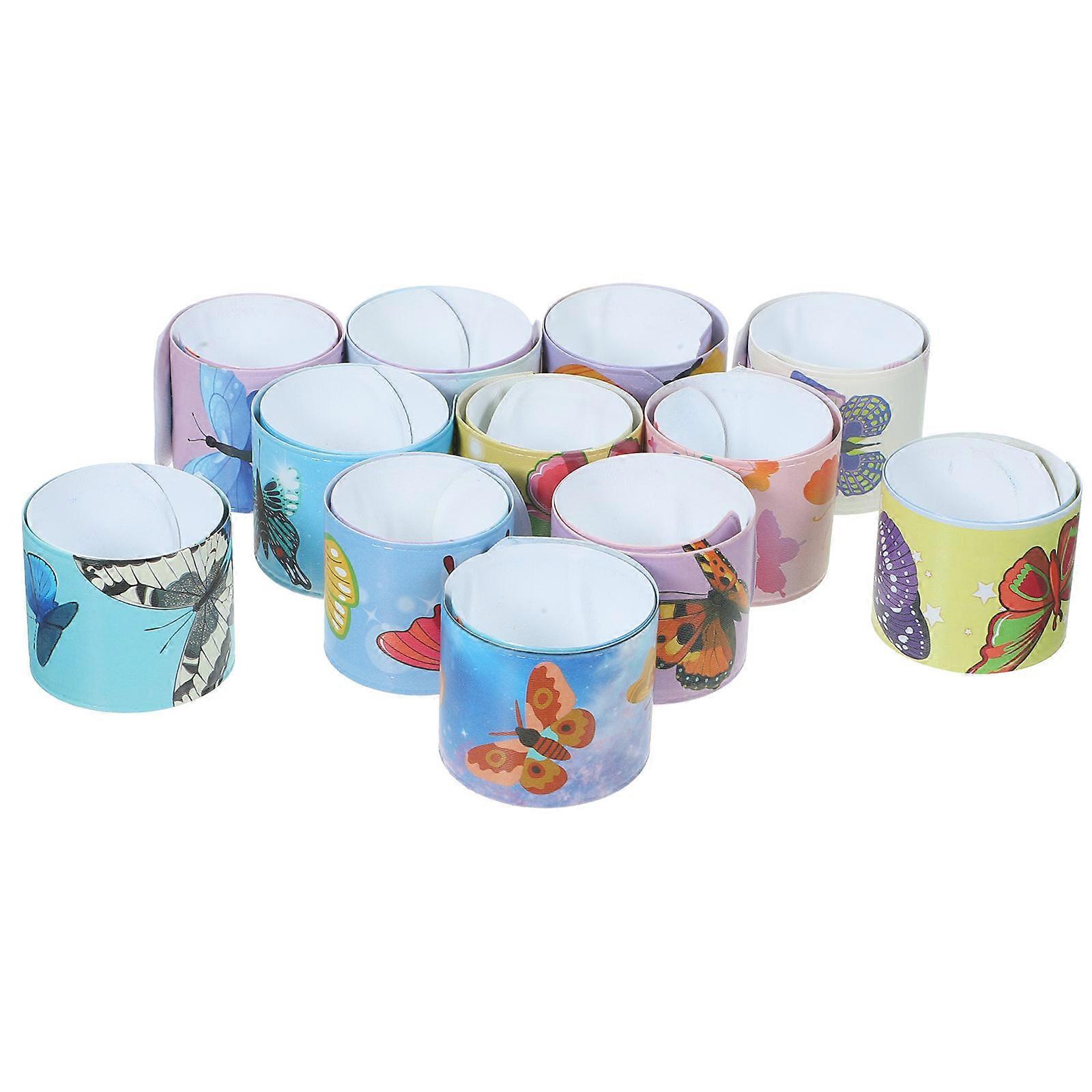 24pcs Butterfly Cartoon Slap Bracelets Smooth Snap Wristbands with Rounded Edges for Party Favors, Birthday Gifts & Group Activities Safe &