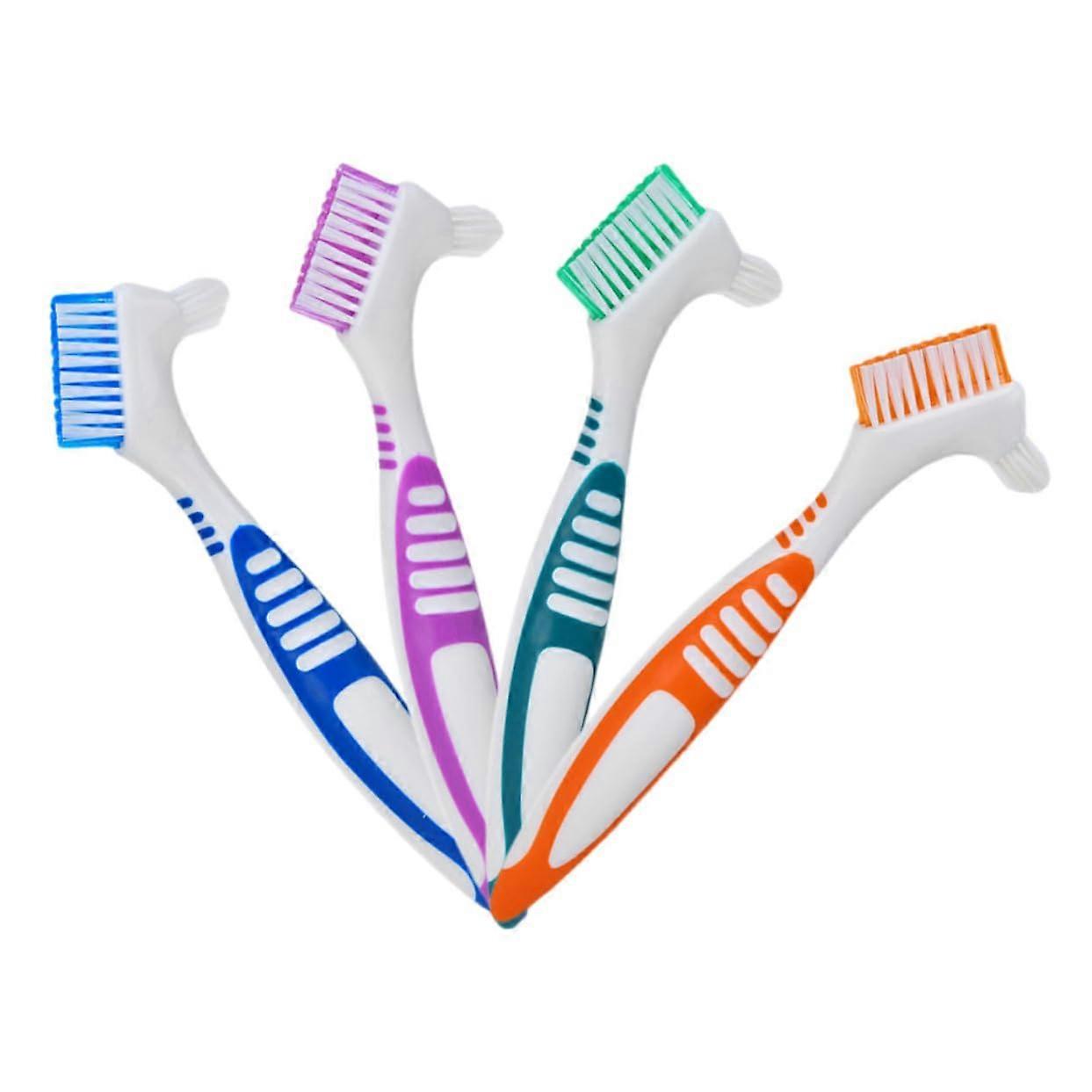 4 Pieces Denture Brushes DoubleSided Toothbrush for Artificial Teeth Oral Hygiene