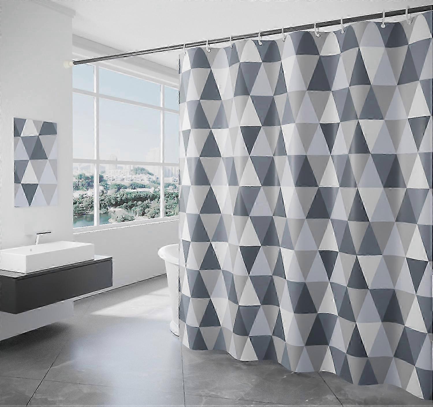 Shower Curtain 200 x 220 cm (200 x 220 cm in width, 220 cm in height), waterproof polyester fabric, anti-bacterial, anti-mildew, washable, with 12 sho