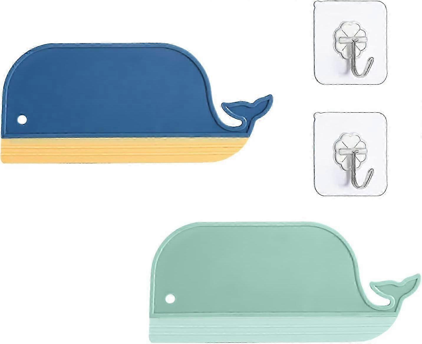 Multi-Purpose Shower Squeegee Set of 2 - Creative Whale Design for Glass and Tiles