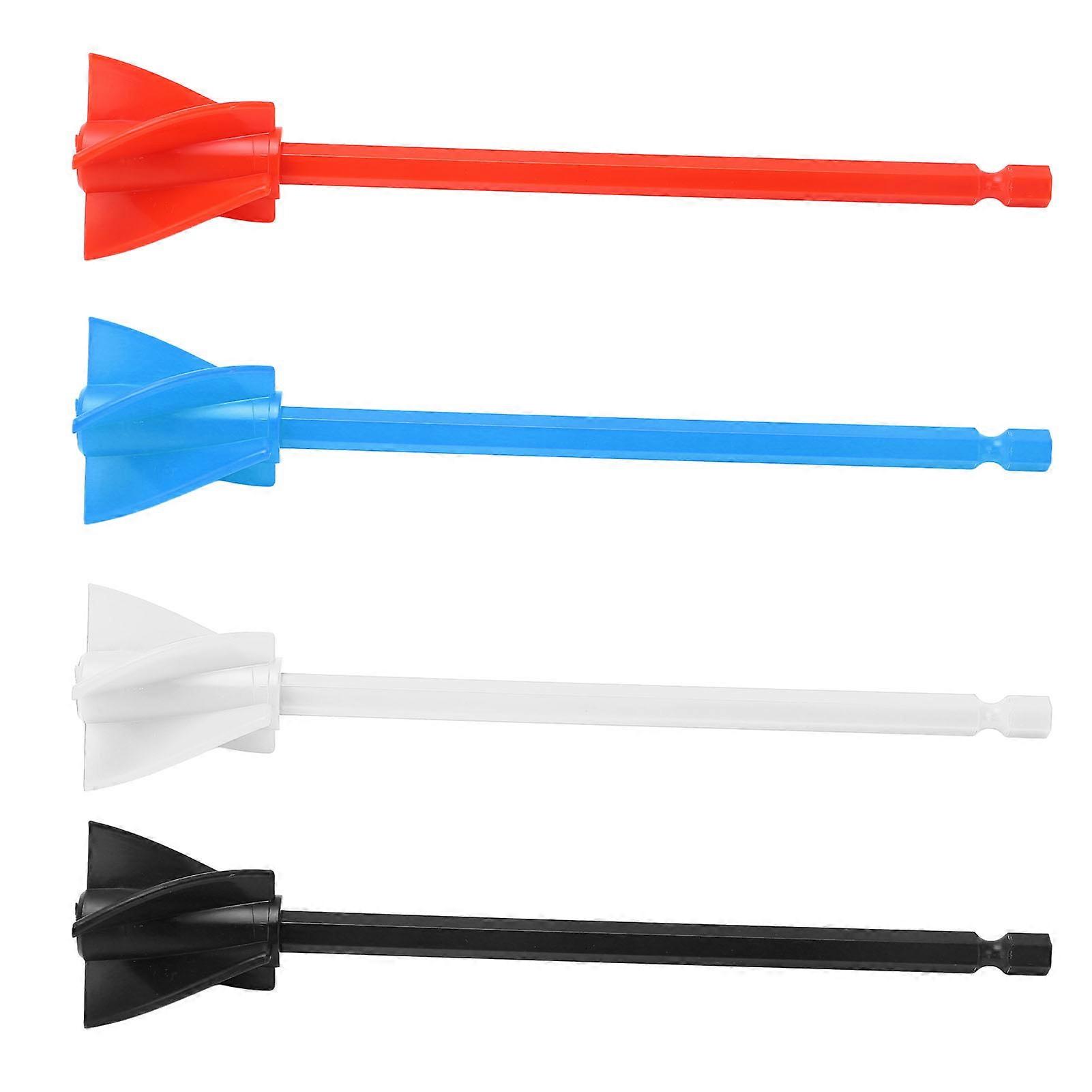 4Pcs Resin Mixer Paddles Strong Uniform Mixing 5 Blades Reusable Paint Mixer Drill Attachment Black Red White Blue 